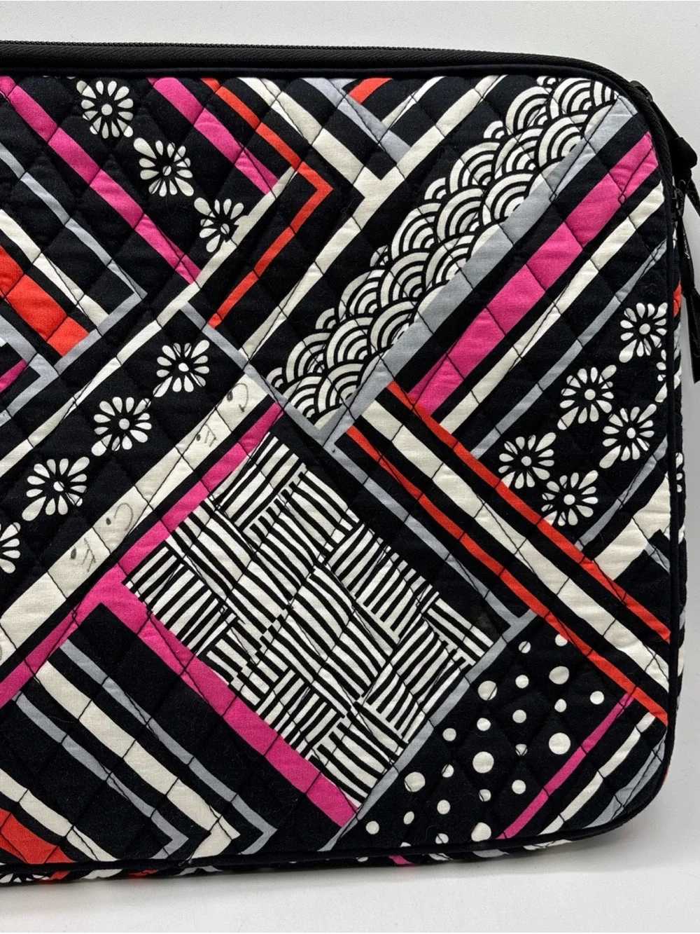 Vera Bradley Northern Stripes Black/Pink Women’s Quilted Laptop Bag